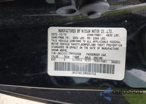 2011 Infiniti G37X из США, поврежденный, VIN JN1CV6EL5BM260722